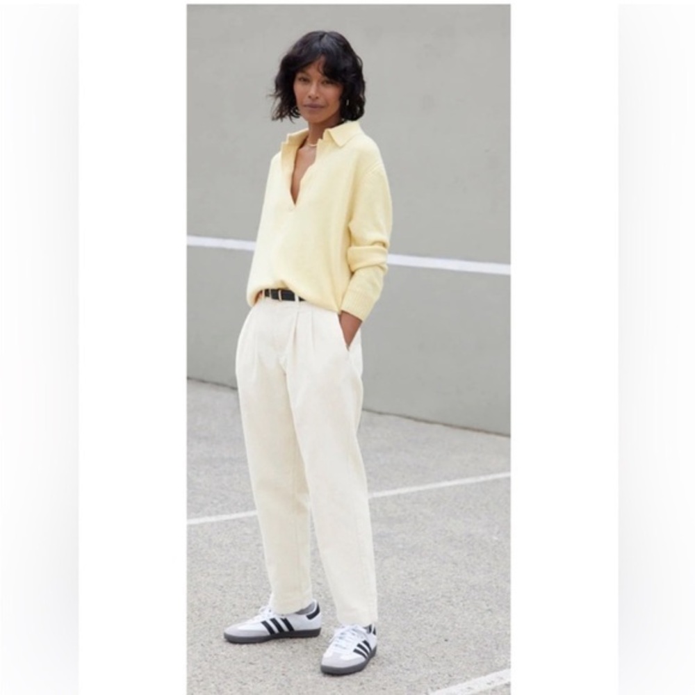 AYR Cream High-Rise Pleated Trousers